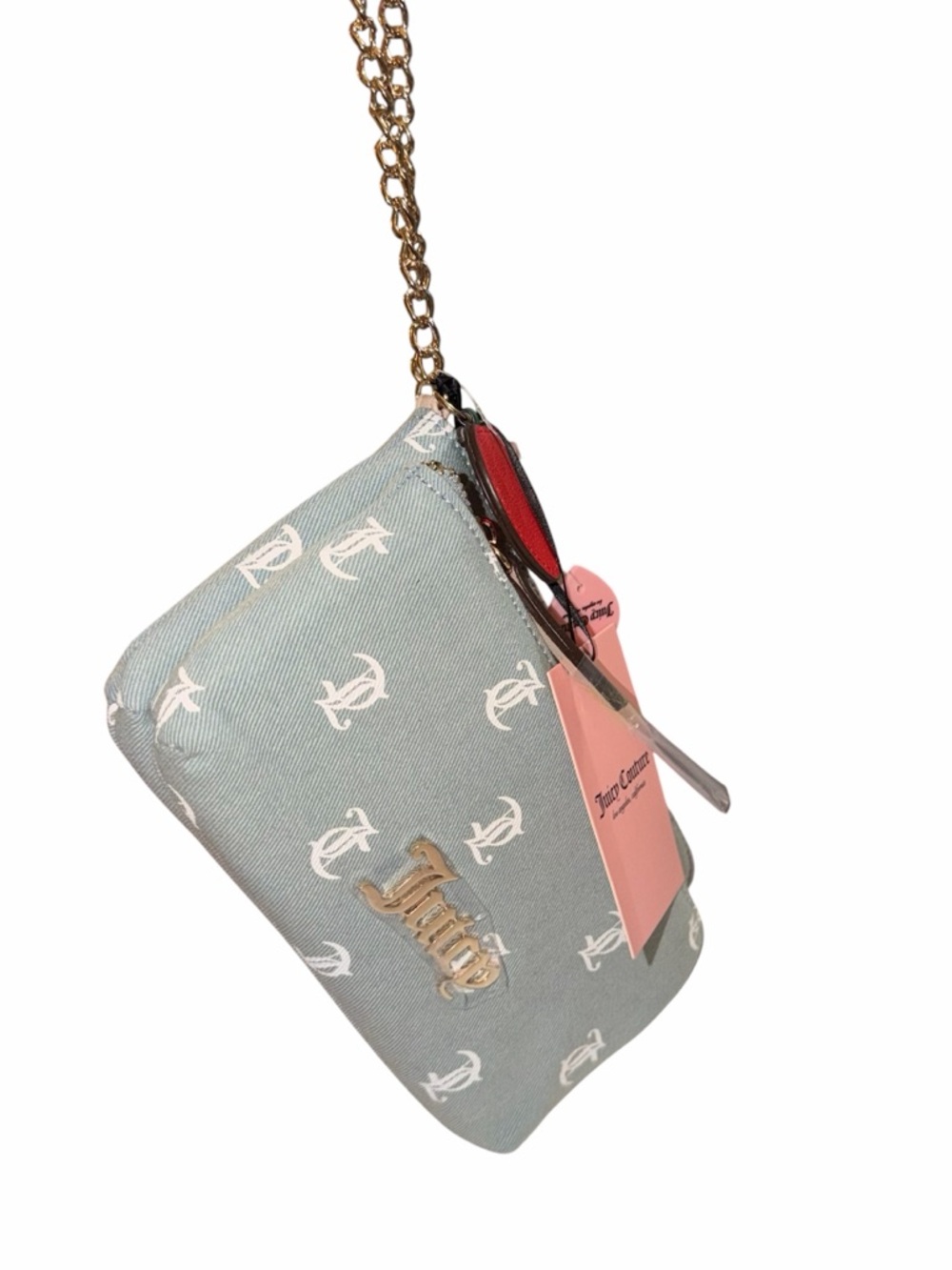 Juicy Couture Powder Blue Logo Double Zip Wristlet with Gold Hardware - Picture 7 of 12